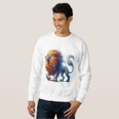 Mannen-sweatshirt met leeuwenprint trui (Voorkant volledig)