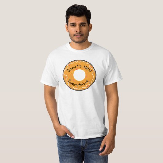 Mannen T-shirt Donuts helpen alles (Voorkant volledig)