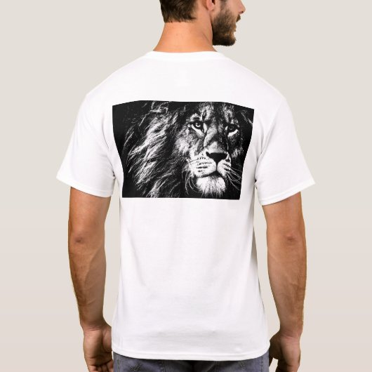Mannen T-Shirt Lion Face Back Side Print Sjabloon (Achterkant)