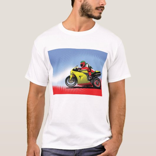 Mannen T-shirt met gele motor (Voorkant)