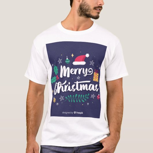 Mannen T-shirt met vrolijk kerstdesign (Voorkant)