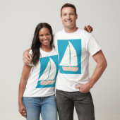 Mannen T-shirt met witte zeilboot (Unisex)