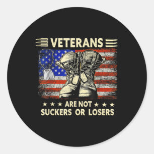 Mannen T-shirts veteranen zijn geen verliezers of  Ronde Sticker