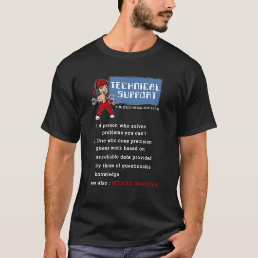 Mannen Technische Ondersteuning Definitie Computer T-shirt (Voorkant)