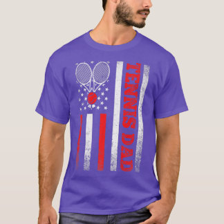 Mannen  Tennis Papa Amerikaanse Vlag Sport Vader T-shirt