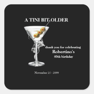 Mannen Tini Bit Ouder Martini 40e Verjaardag Vierkante Sticker