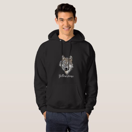 Mannen Top Hooded Sweatshirt Yellowstone Wolf (Voorkant volledig)