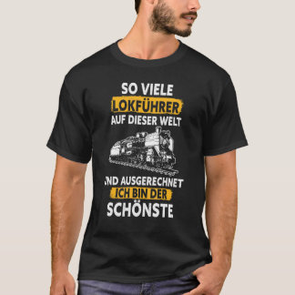 Mannen treinbestuurders met een viele trein, zonde t-shirt