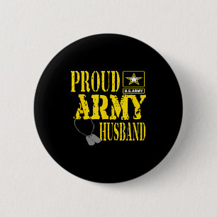 Mannen Trots Leger Echtgenoot Militaire Kunst Ronde Button 5,7 Cm
