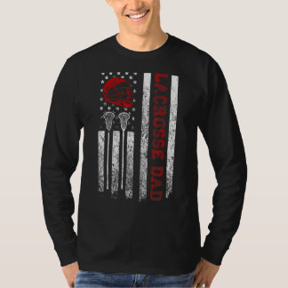 Mannen Trotse Lacrosse Papa Amerikaanse Vlag Cool T-shirt