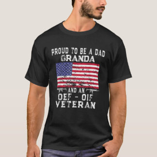 Mannen Trotse Vader Granda OEF OIF Veteraan Retro  T-shirt