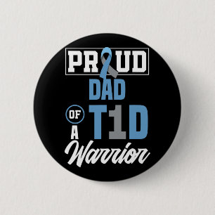 Mannen trotse vader van een T1D Warrior Diabetes A Ronde Button 5,7 Cm