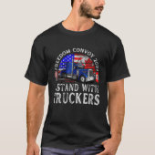 Mannen trucker ondersteunt mij met de truckervrijh t-shirt (Voorkant)