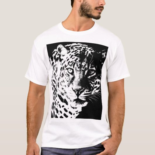 Mannen TShirts Sjabloon Pop Art Animal Leopard (Voorkant)