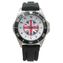 Mannen UK Flag Protector Zwart Rubberen horloge