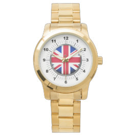Mannen UK vlag Oversized gouden armband horloge