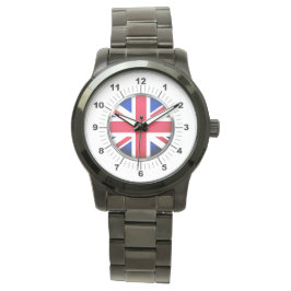 Mannen UK vlag Oversized zwart armbandhorloge Horloge