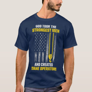 Mannen US Flag Crane Operator Sterkste Mannen T-shirt