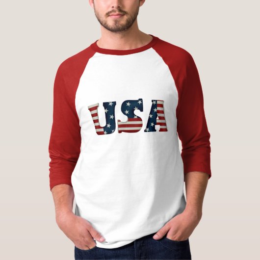 Mannen USA 3/4 Sleeve Raglan T-shirt (Voorkant)