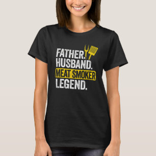 Mannen vader Geestband Vlees Smoker Legend Grillin T-shirt