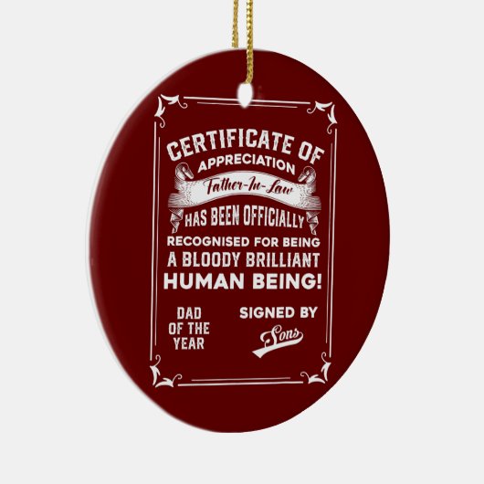 Mannen vader krijgt cadeau van pseudo-rechtsaf keramisch ornament (Rechts)