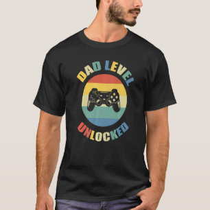 Mannen vader niveau ontgrendelde gamer trots papa t-shirt