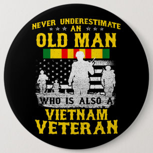Mannen vader opa Vietnam Veteraan Shirt Mannen Ronde Button 6,0 Cm