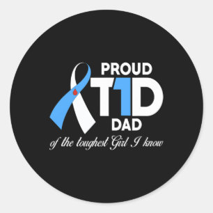 Mannen vader T1D Vader van Daughter Diabetes Bewus Ronde Sticker