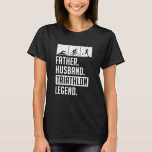 Mannen vader Triathlon Legend Run Swim Bike T-shirt