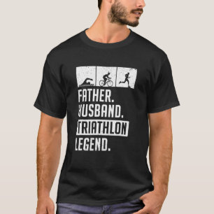 Mannen vader Triathlon Legend Run Swim Bike T-shirt