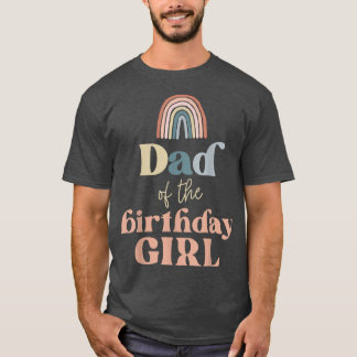 Mannen vader van de Birthday Girl Boho Rainbow Par T-shirt