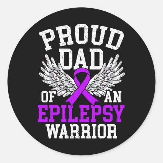 Mannen vader van een Epilepsy Warrior Epilepsy Awa Ronde Sticker (Voorkant)