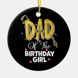 Mannen vader van het meisje van de verjaardag keramisch ornament