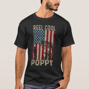 Mannen Vaderdag Amerikaanse Vlag Vis Reel Cool T-shirt