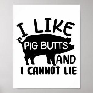 Mannen Vaderdag BBQ Ik hou van varkensbillen Grill Poster
