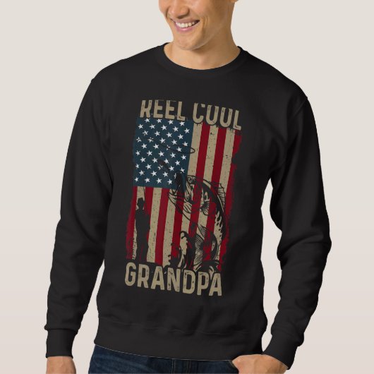 Mannen Vaderdag Vist Reel Cool Grandpa Ameri Trui (Voorkant)