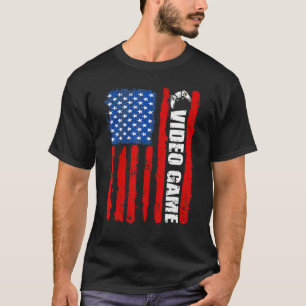 Mannen van 4 juli Amerikaanse vlag Video Game Ret T-shirt