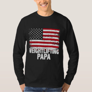 Mannen van de Amerikaanse vlag "Weightlift Papa Am T-shirt