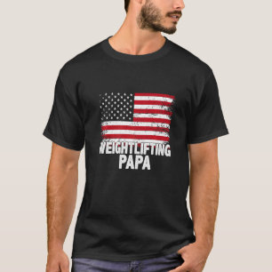 Mannen van de Amerikaanse vlag "Weightlift Papa Am T-shirt