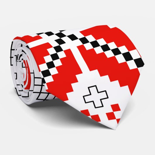 Mannen van het Bulgaarse Folk Art Pattern Pattern  Stropdas (Opgerold)