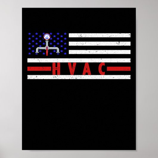 Mannen van HVAC-technicus Amerikaanse vlag Amerika Poster (Voorkant)