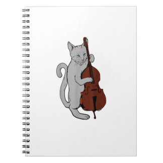 Mannen van Jazz Cat Plays Upright Bass Cool Musici Notitieboek