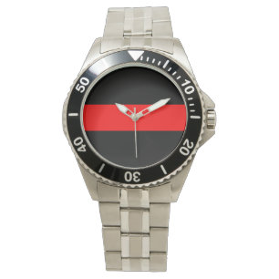 Mannen van roodlijnbrandblussers Roestvrij staal Horloge