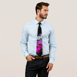 Mannen van roze orchid Black Stropdas Necktie