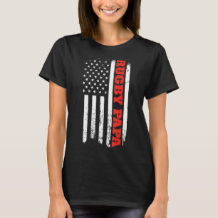 Mannen van Rugby Papa American Flag Vaderdag T-shirt