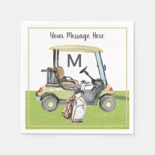 Mannen Verjaardag Pensioen Golf Thema Monogram Servet