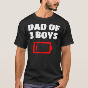 Mannen vermoeide vader van 3 drie jongens lage bat t-shirt