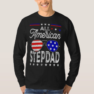 Mannen vervormd Alle Amerikaanse Stepdad Usa vlag T-shirt