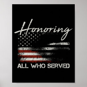 Mannen veteran Amerikaanse vlag ter ere van wie ge Poster