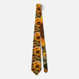 "Mannen Vibrant Yellow Sunflower Print Stropdas. Stropdas